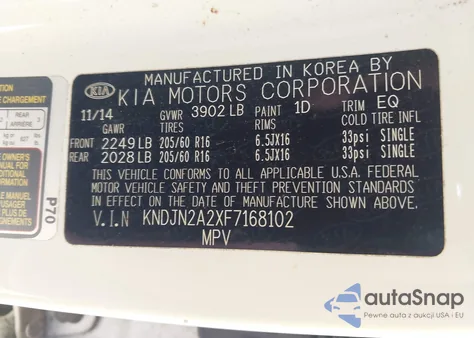 2015 Kia Soul from USA, damaged, VIN KNDJN2A2XF7168102